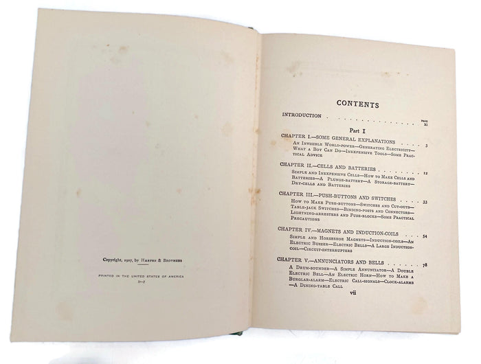 Antique Book, Harper's Electricity Book for Boys, 1907 Illustrated