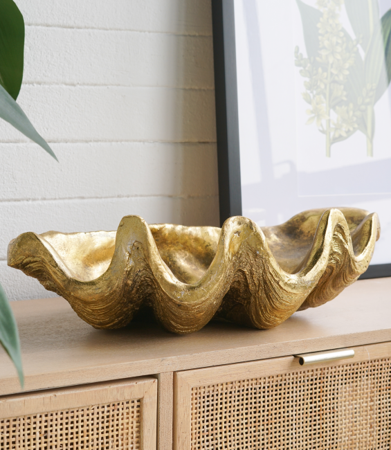 Antique Gold Shell Decorative Bowl for Salon & Spa