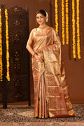 Antique Gold With All-Over Zari Jaal Weave Kanjivaram Silk Saree