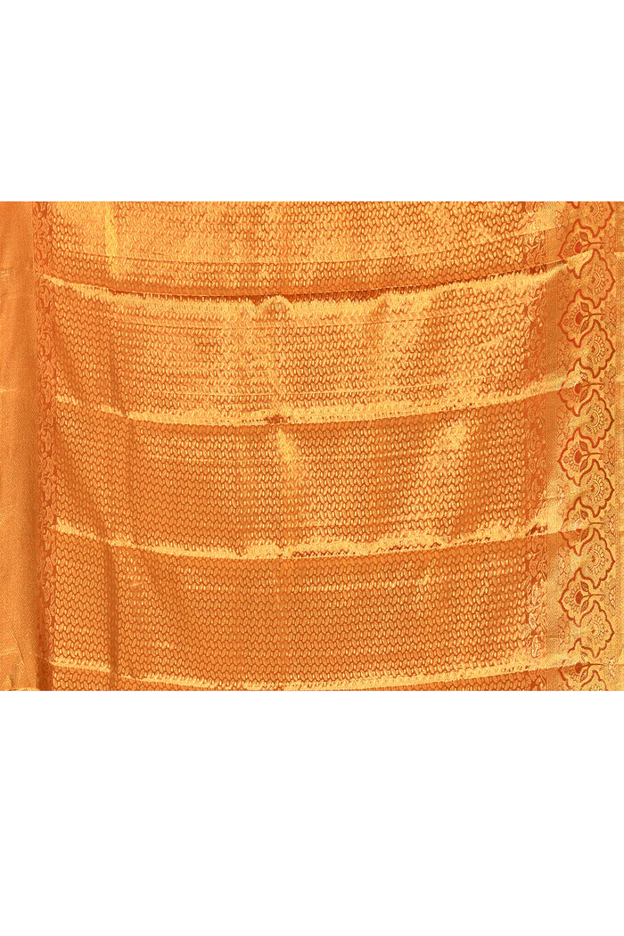 Antique Gold With All-Over Zari Jaal Weave Kanjivaram Silk Saree