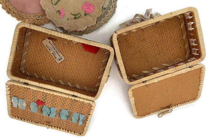 Antique Small Lidded Baskets at Duckwells
