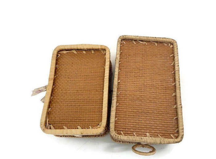 Antique Small Lidded Baskets at Duckwells