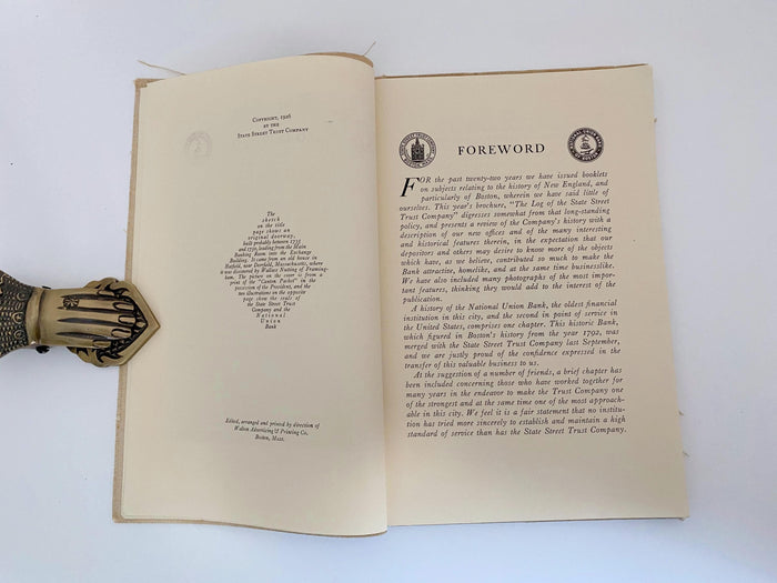 Antique Softbound Book, The Log of the State Street Trust Company at Duckwells