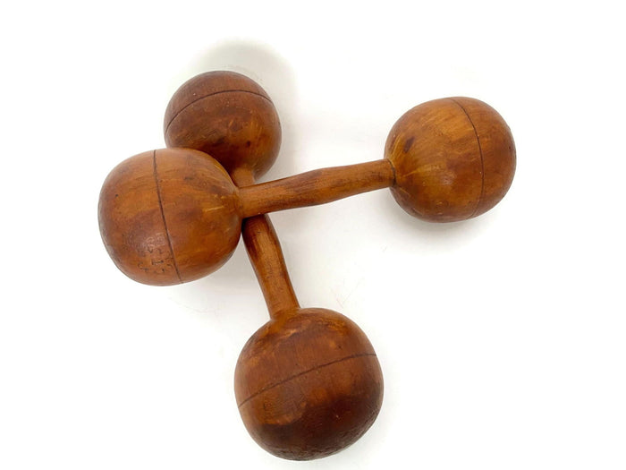 Antique Wood Weight Set - Vintage Wooden Barbells at Duckwells
