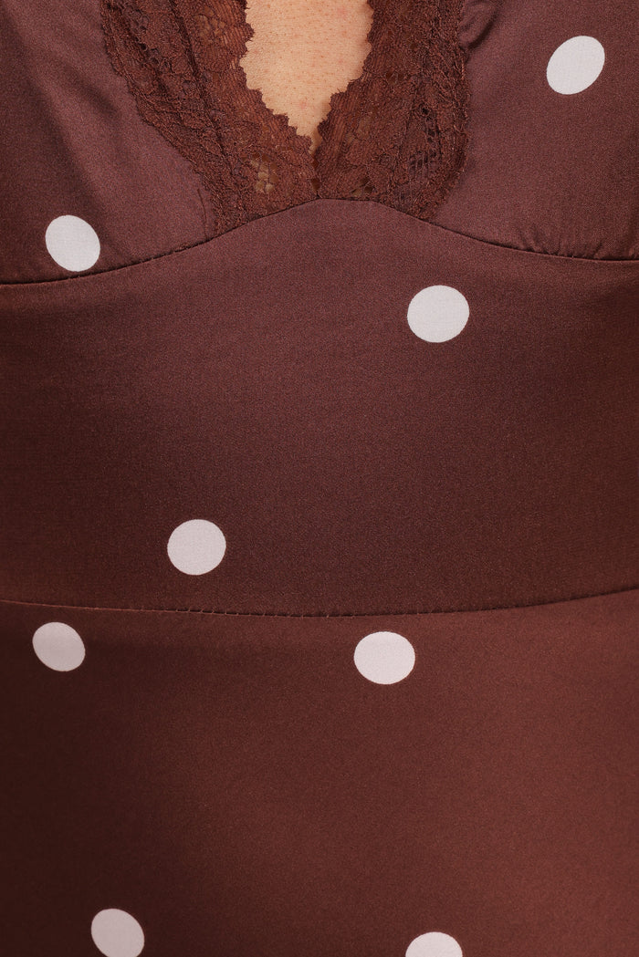 Petal and Pup USA DRESSES Arella Maxi Dress - Brown Polka Dot