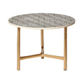 Aria Bone Inlay Round Coffee Table Small Black and White