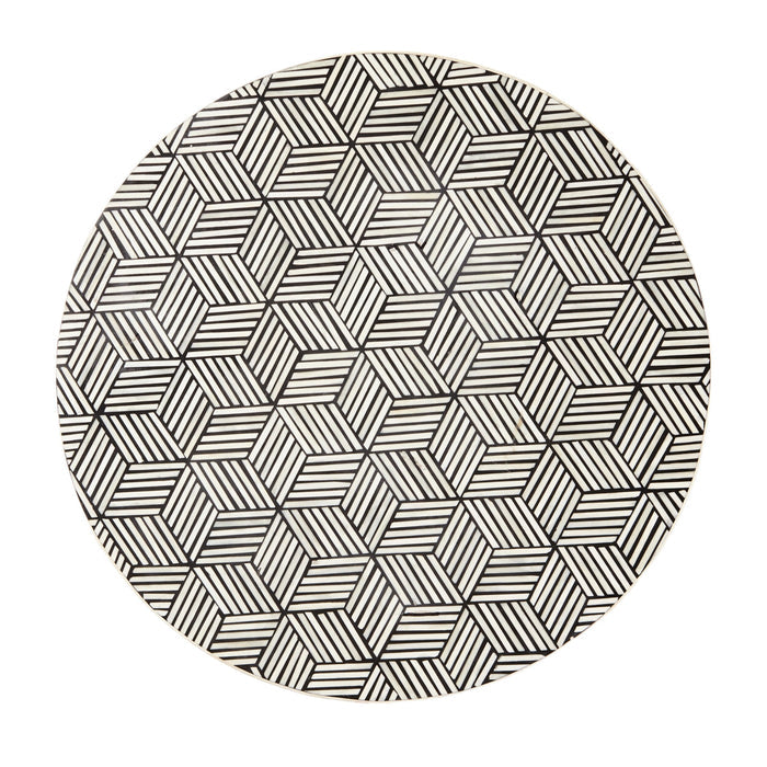Aria Bone Inlay Round Coffee Table Small Black and White