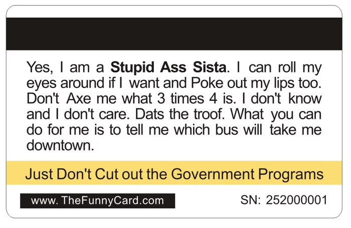 Aromabug: Original Stupid Ass Sista Card. 8 Pack, Free Shipping