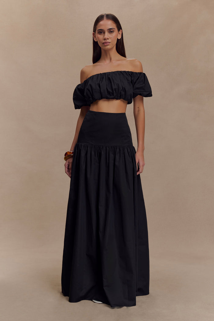 Autumn Off Shoulder Bubble Top - Black