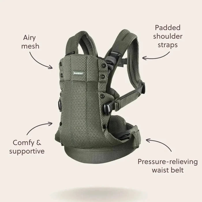 Baby Bjorn - Baby Carrier Harmony - Dark Green 3D Mesh-Baby Carriers-Posh Baby