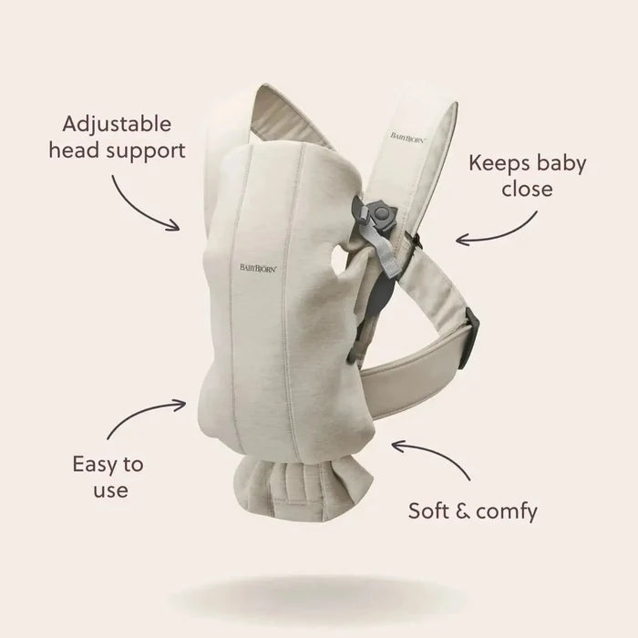 Baby Bjorn - Baby Carrier Mini - 3D Jersey Light Beige-Baby Carriers-Posh Baby