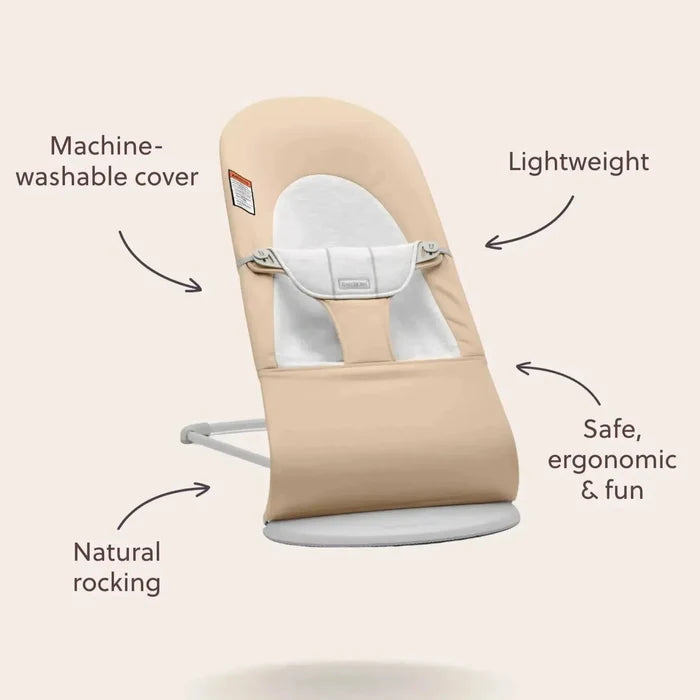 Baby Bjorn - Bouncer Balance Soft - Beige & Grey-Bouncers + Loungers-Posh Baby