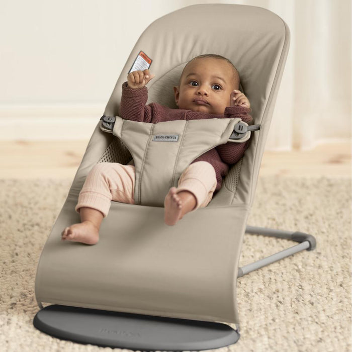 Baby Bjorn - Bouncer Balance Soft - Tri-Fabric - Sand Grey-Bouncers + Loungers-Posh Baby