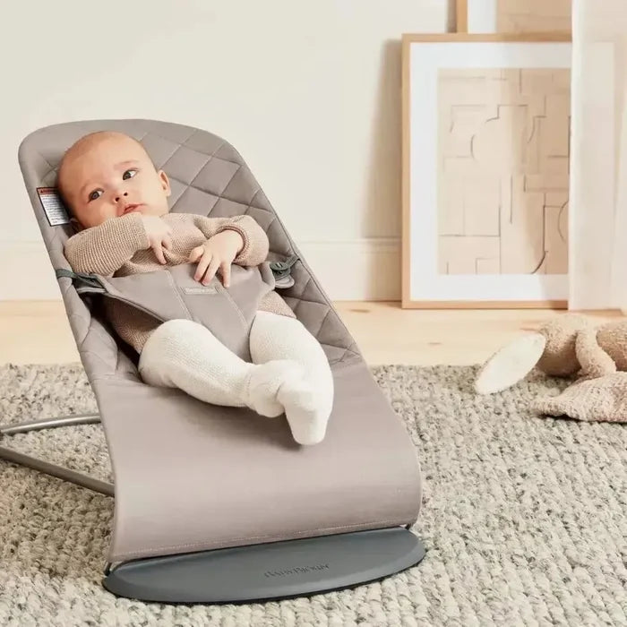 Baby Bjorn - Bouncer Bliss - Classic Quilt Woven - Sand Grey-Bouncers + Loungers-Posh Baby
