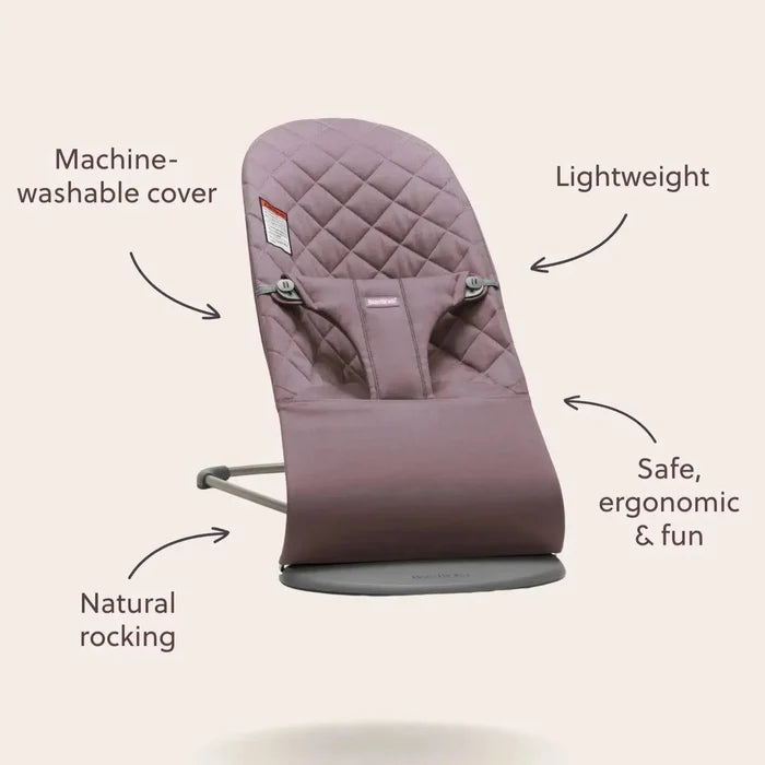 Baby Bjorn - Bouncer Bliss - Classic Quilt Woven - Sand Grey-Bouncers + Loungers-Posh Baby