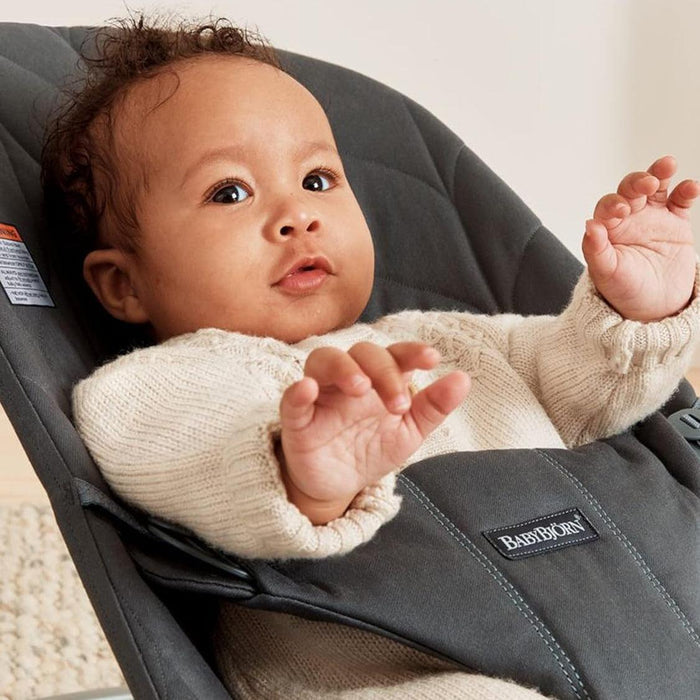 Baby Bjorn - Bouncer Bliss - Petal Quilt Woven - Anthracite-Bouncers + Loungers-Posh Baby