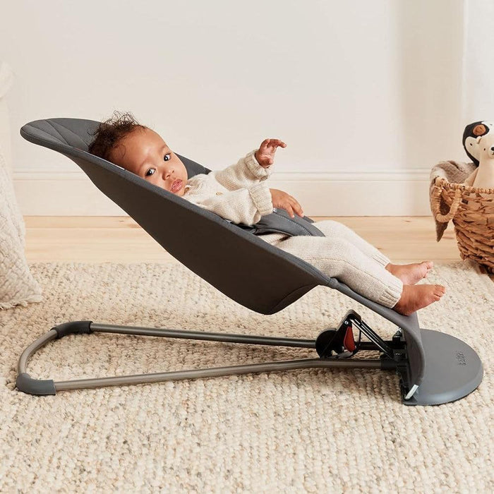Baby Bjorn - Bouncer Bliss - Petal Quilt Woven - Anthracite-Bouncers + Loungers-Posh Baby