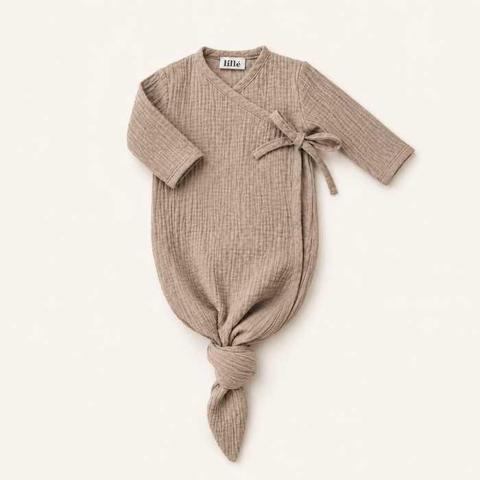 BABY KIMONO GOWN - CAPPUCCINO