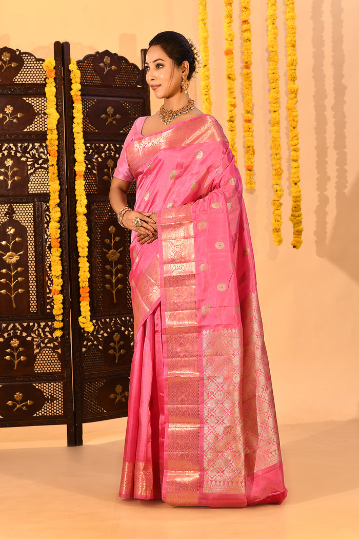Baby Pink With Butti Kanjivaram Silk Saree