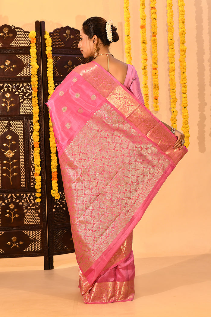 Baby Pink With Butti Kanjivaram Silk Saree