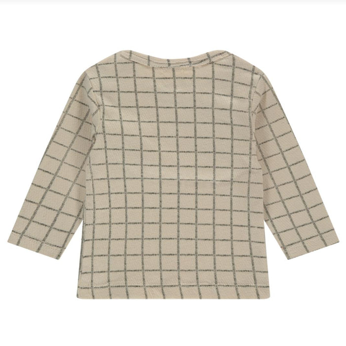 Babyface - Cotton Long Sleeve Tee - Tan Grid-Long Sleeves-3-6M-Posh Baby