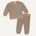 Babyface - Organic Cotton Knit Set - Latte Stripe-Sets-9-12M-Posh Baby
