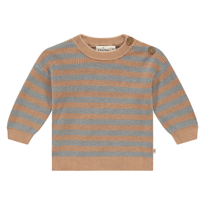 Babyface - Organic Cotton Knit Set - Latte Stripe-Sets-9-12M-Posh Baby