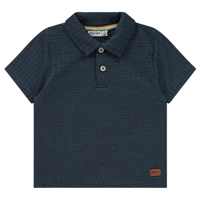 Babyface - Seersucker Polo Tee - Deep Navy-Short Sleeves-3-6M-Posh Baby