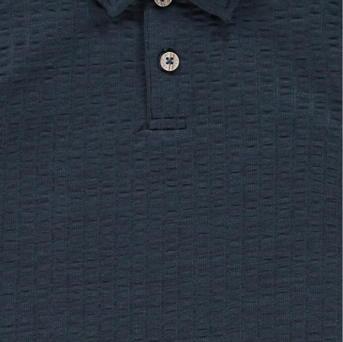 Babyface - Seersucker Polo Tee - Deep Navy-Short Sleeves-3-6M-Posh Baby