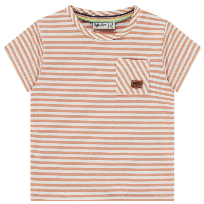 Babyface - Short Sleeve Pocket Tee - Orange Stripe-Short Sleeves-3-6M-Posh Baby