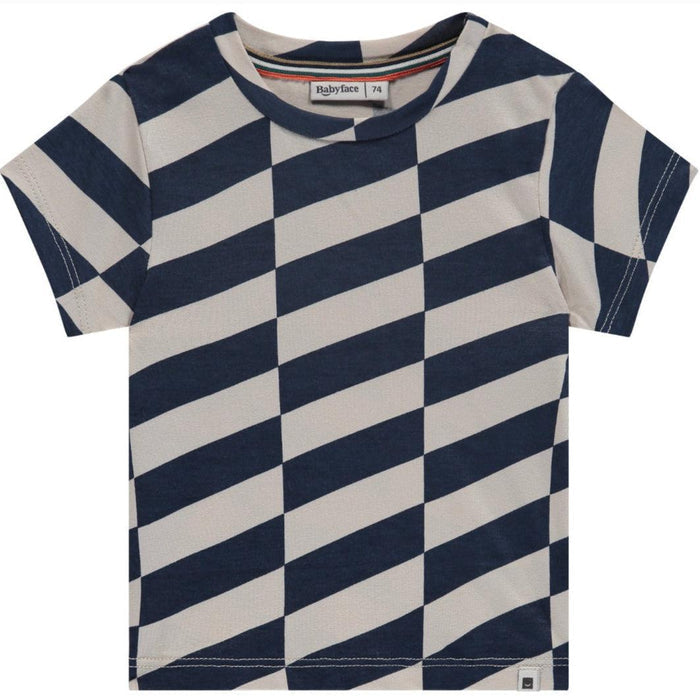 Babyface - Striped Tee - Navy-Short Sleeves-3M-Posh Baby