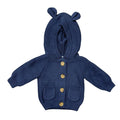 Babysprouts - Knit Button-Up Hoodie - Navy