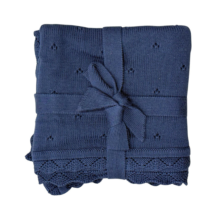 Babysprouts - Knit Pointelle Blanket - Navy