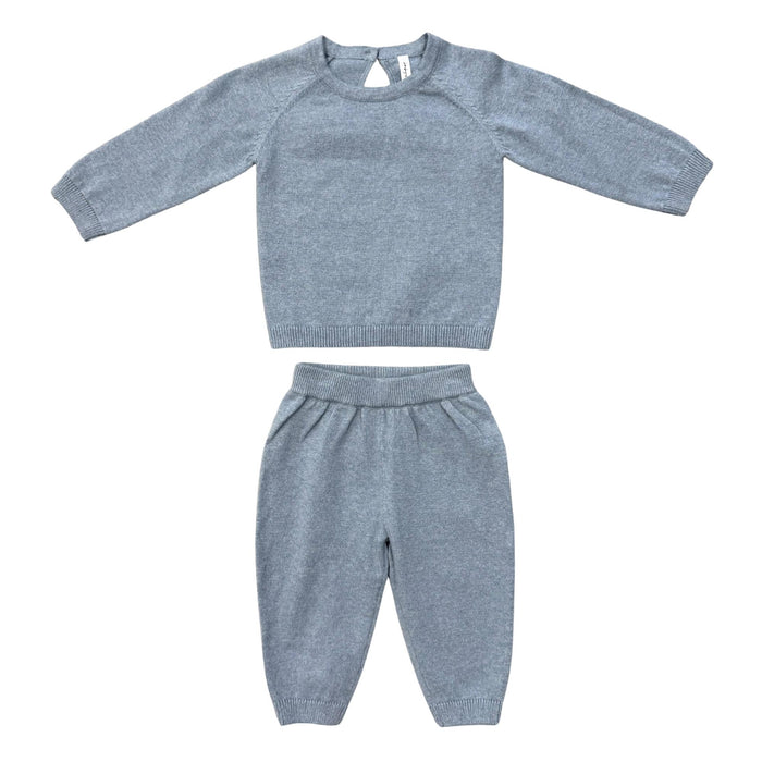 Babysprouts - Knit Sweater & Pant Set - Steel Blue