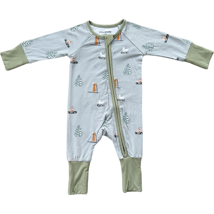 Babysprouts - Long Sleeve Convertible Zip Romper - Sled Dogs-Footies + Rompers (Basic)-12-18M-Posh Baby