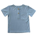 Babysprouts - Short Sleeve Henley Tee - Spring Blue-Short Sleeves-0-3M-Posh Baby
