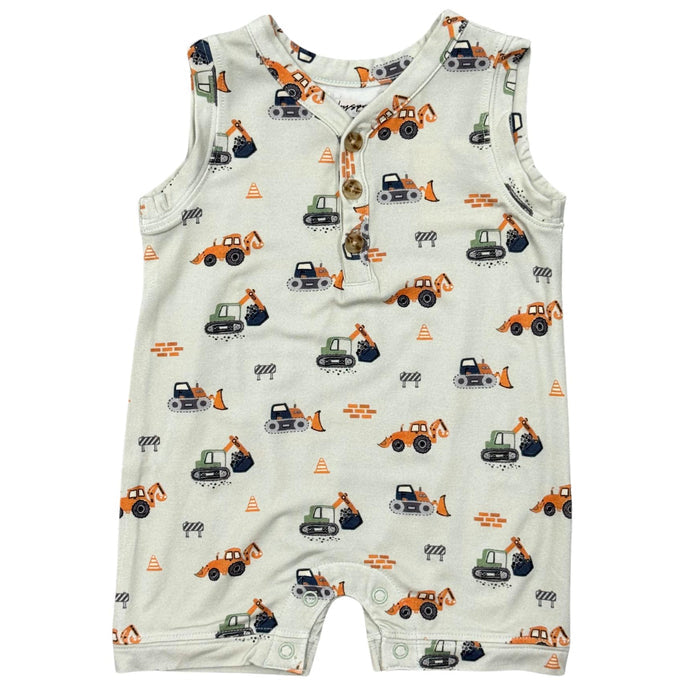 Babysprouts - Sleeveless Romper - Construction-Footies + Rompers (Fashion)-0-3M-Posh Baby