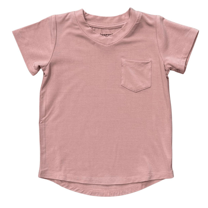 Babysprouts - V-Neck Pocket Tee - Spring Mauve-Short Sleeves-0-3M-Posh Baby