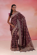 Barossa Purple Georgette Banarasi Saree With Jaal