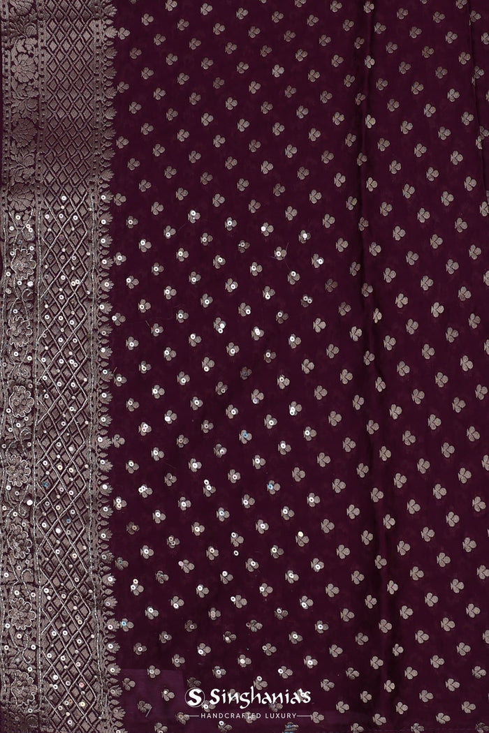 Barossa Purple Georgette Banarasi Saree With Jaal