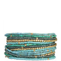 Beaded Wrap Bracelet Teal and Gold