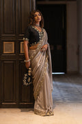Beige Gota Patti Chinon Saree