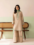 Beige Silk Kurti With Contrast Sage Detailing