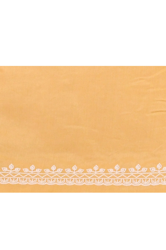 Beige Yellow Floral Silk Blend Saree
