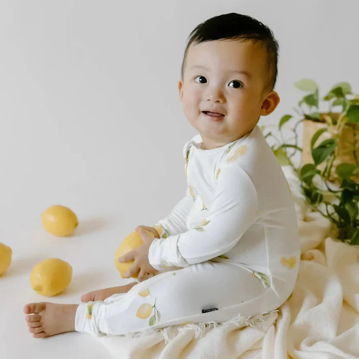 Belan J - Bamboo 2-Way Zipper Romper - Lemons-Footies + Rompers (Basic)-3-6M-Posh Baby