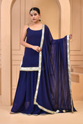 Berry Blue Georgette Sharara Set