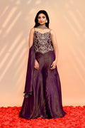 Berry Purple Tissue Silk Indo-Western Set