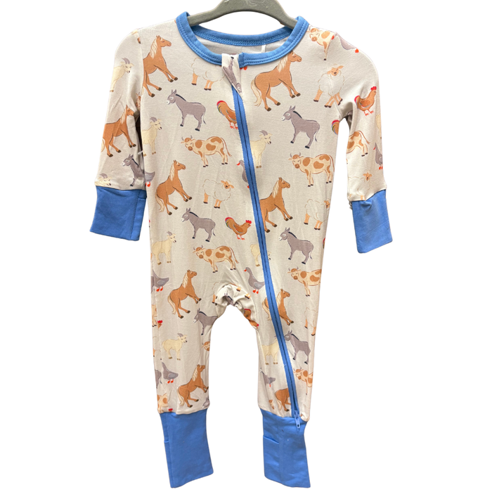 Bestaroo - Bamboo 2-Way Zipper Romper - Farm Animals