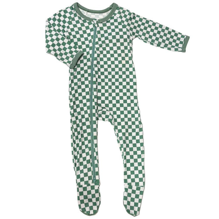 Bestaroo - Bamboo Footie - Green Checkers-Footies + Rompers (Basic)-Newborn-Posh Baby