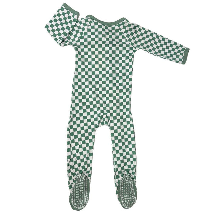 Bestaroo - Bamboo Footie - Green Checkers-Footies + Rompers (Basic)-Newborn-Posh Baby